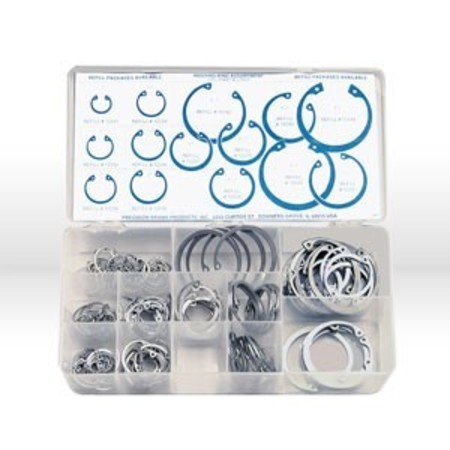 Precision Brand Internal Retaining Ring Assortment, Steel, 150 Pieces, 14 Sizes 12920